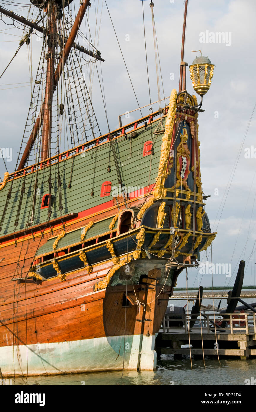 Replik von Lelystad Batavia VOC 1628 Boot Segelschiff Stockfoto