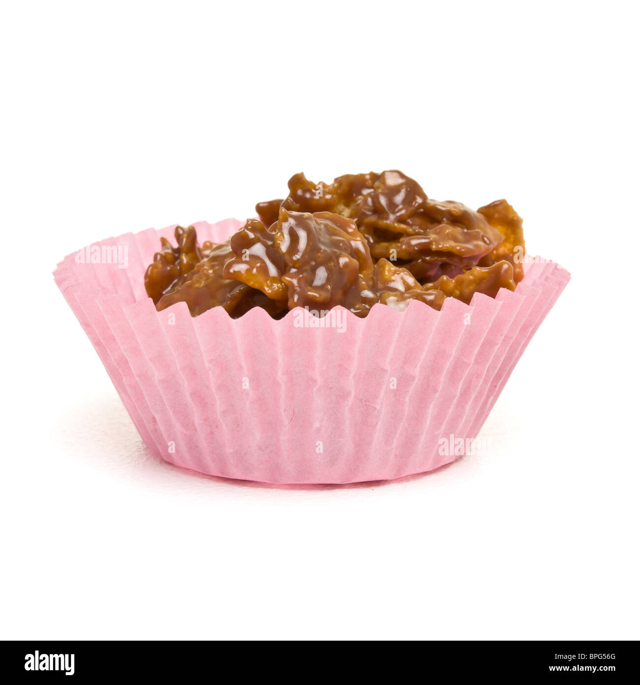 Cupcakes Müsli aus Cornflakes und Karamell Schokolade geschmolzen. Stockfoto