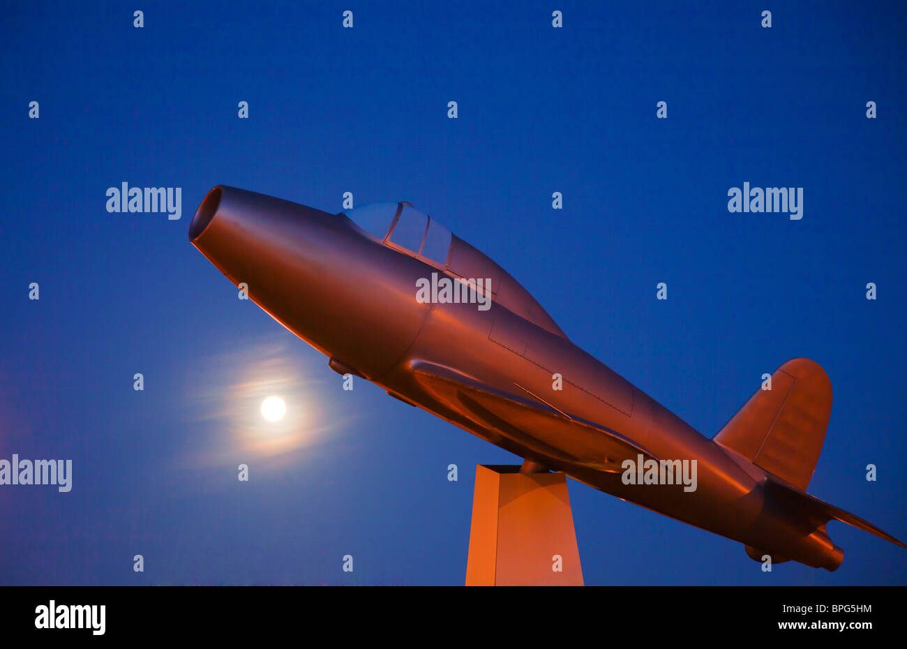 Modell der Gloster Whittle Jet Gedenken an Sir Frank Whittle in Farnborough Stockfoto