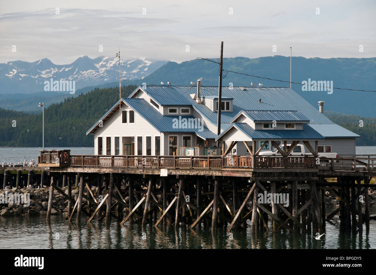 Prince William Sound Wissenschaftszentrum, Cordova, Alaska. Stockfoto