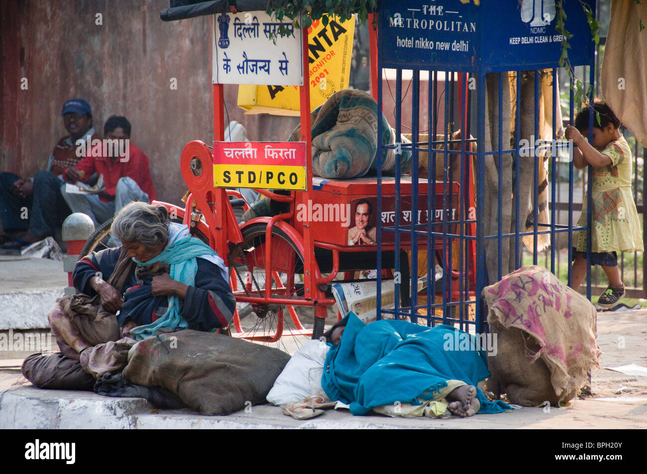 Indian Street Menschen Neu-Delhi Indien Stockfoto