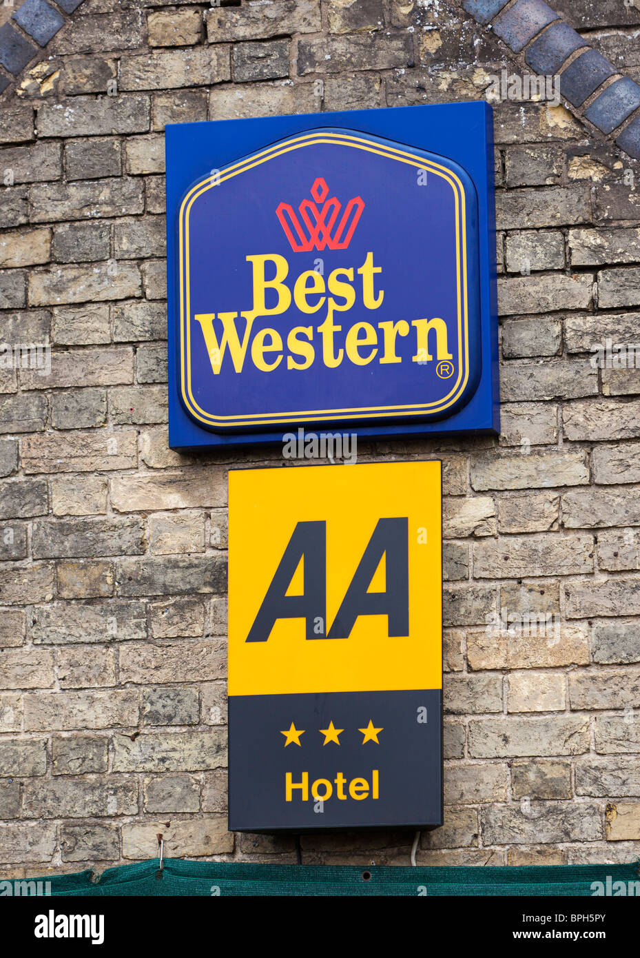 Best Western Hotel und AA-Rating-Zeichen Stockfoto