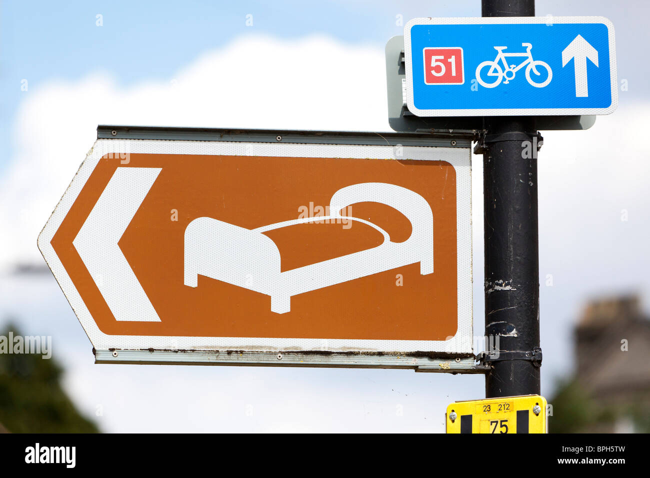 Bett & Frühstück Tourismus Zeichen in UK Stockfoto