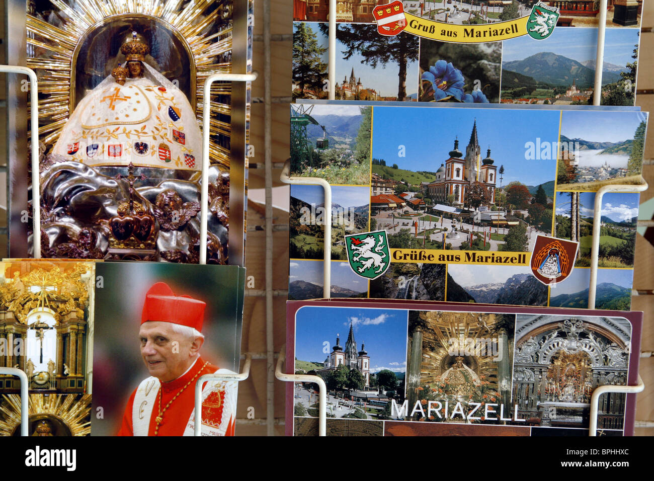 Religionen-Postkarten, Mariazell, Steiermark, Österreich Stockfoto