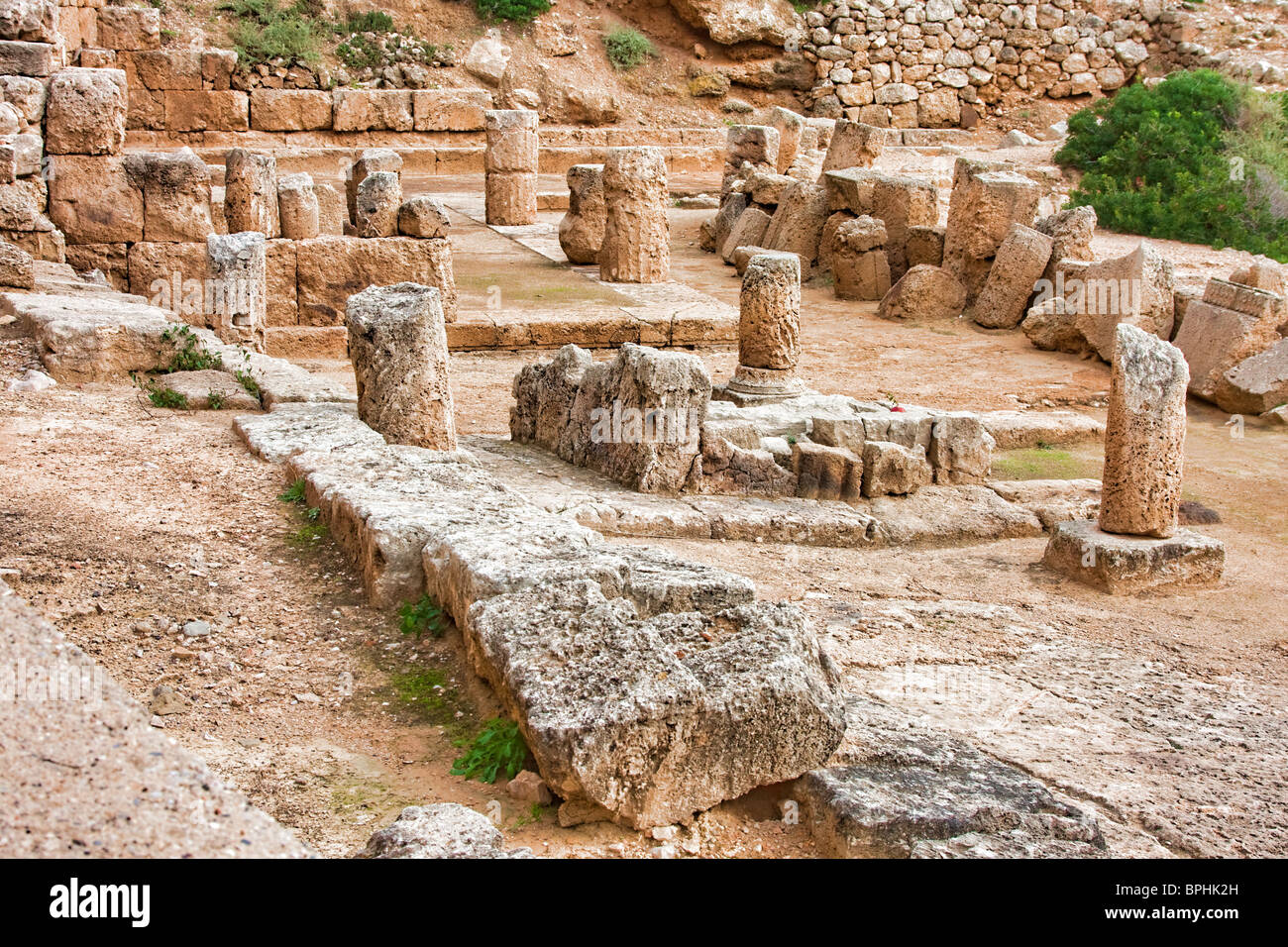 Einzelheiten über die archäologische Stätte von Hera in Griechenland. Stockfoto