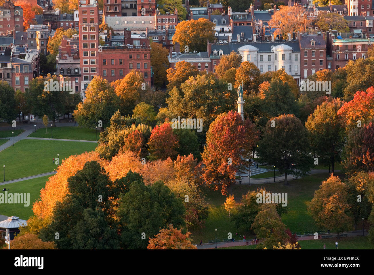 Erhöhte Ansicht einer Stadt, Flagge Personal Hill, Boston, Suffolk County, Massachusetts, USA Stockfoto