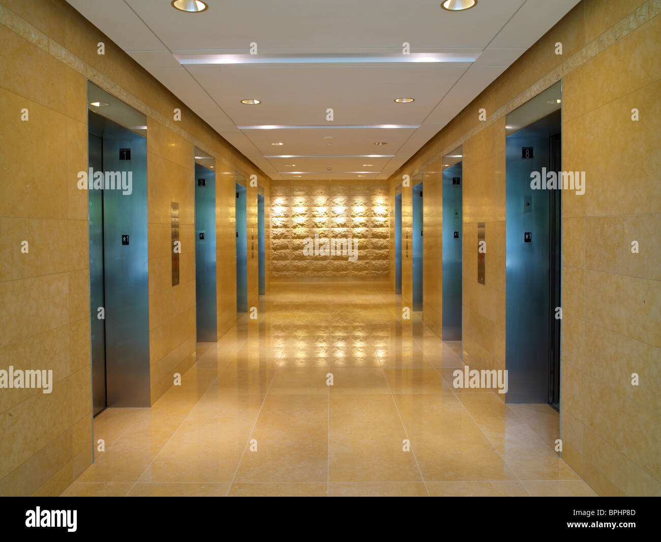 Aufzug Lobby, Baltimore, USA Stockfoto