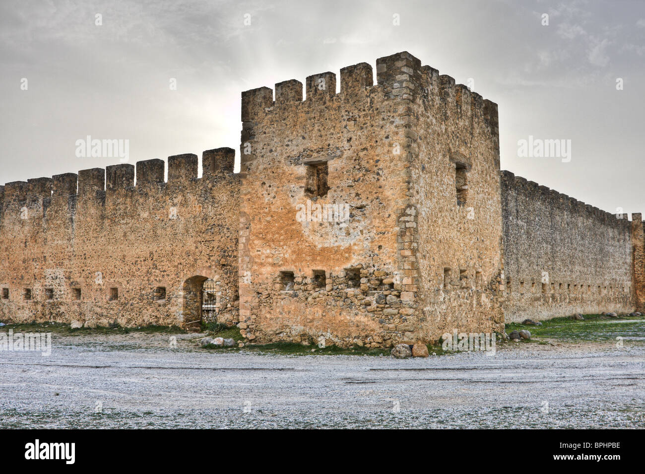 Panorama der Festung Frangokastello in Kreta, Griechenland Stockfoto