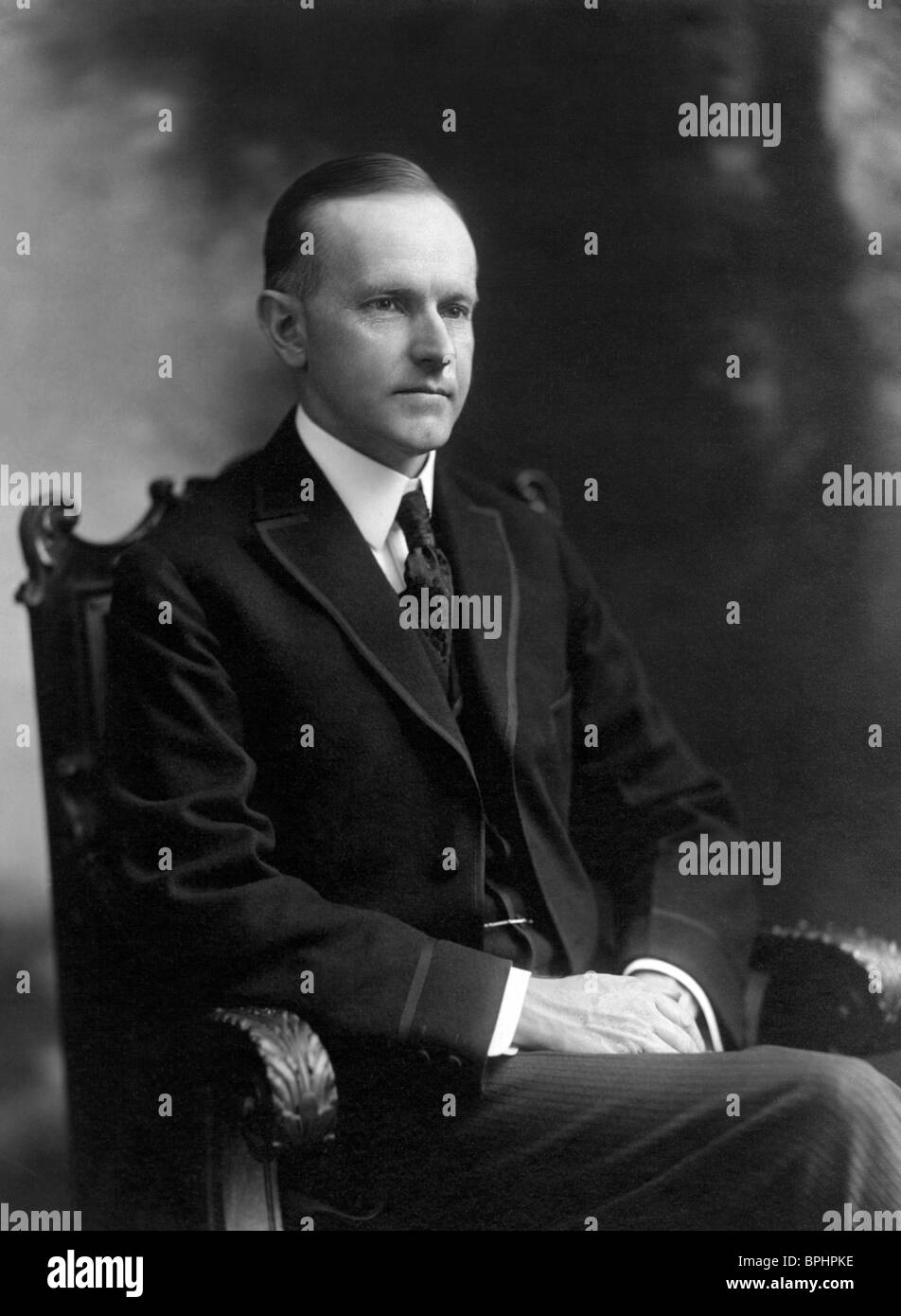Portrait-Foto ca. 1919 von Calvin Coolidge (1872-1933) - der 30. US-Präsident (1923-1929). Stockfoto