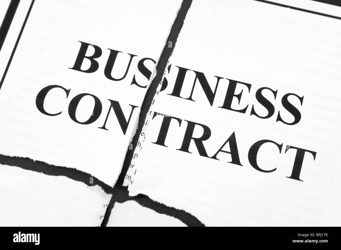 Business Vertrag, Torn Paper kündigen Stockfoto