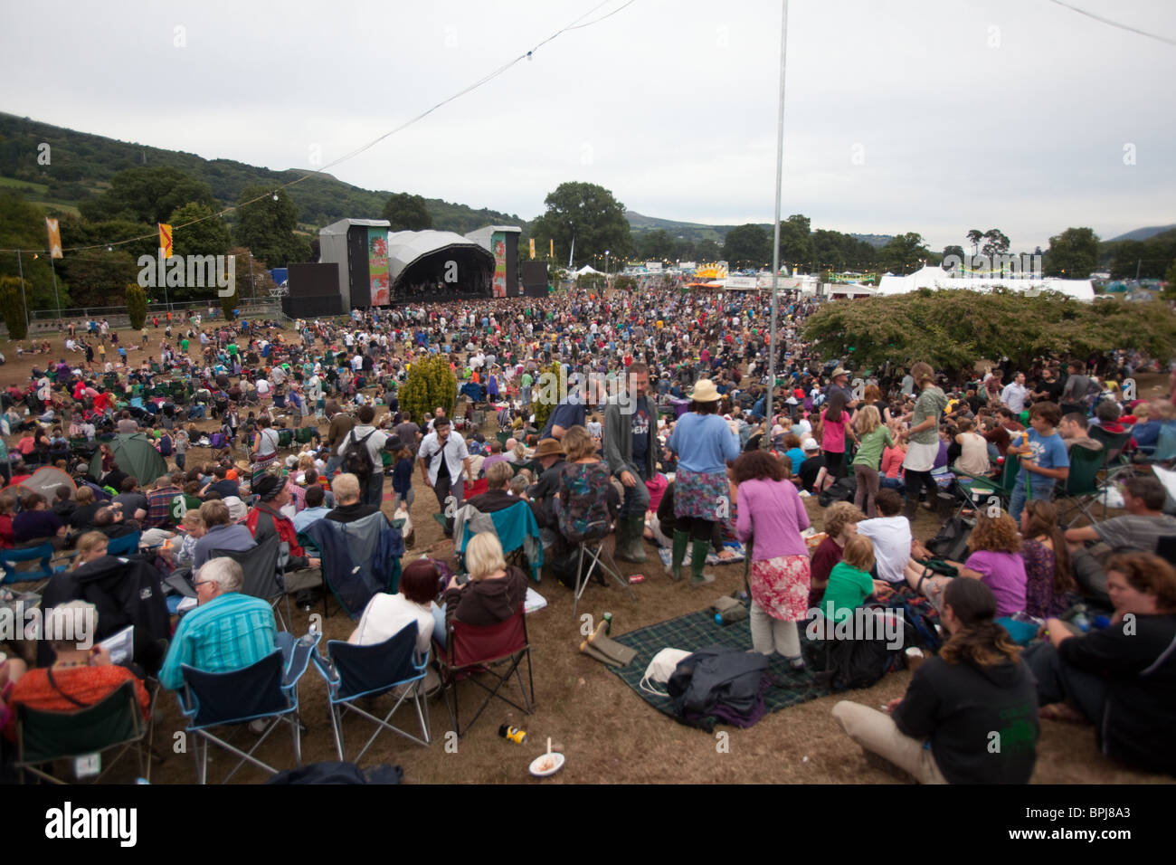 Hauptbühne auf dem grünen Mann Festival 2010. Glanusk Park, Crickhowell, Wales, Vereinigtes Königreich. Stockfoto