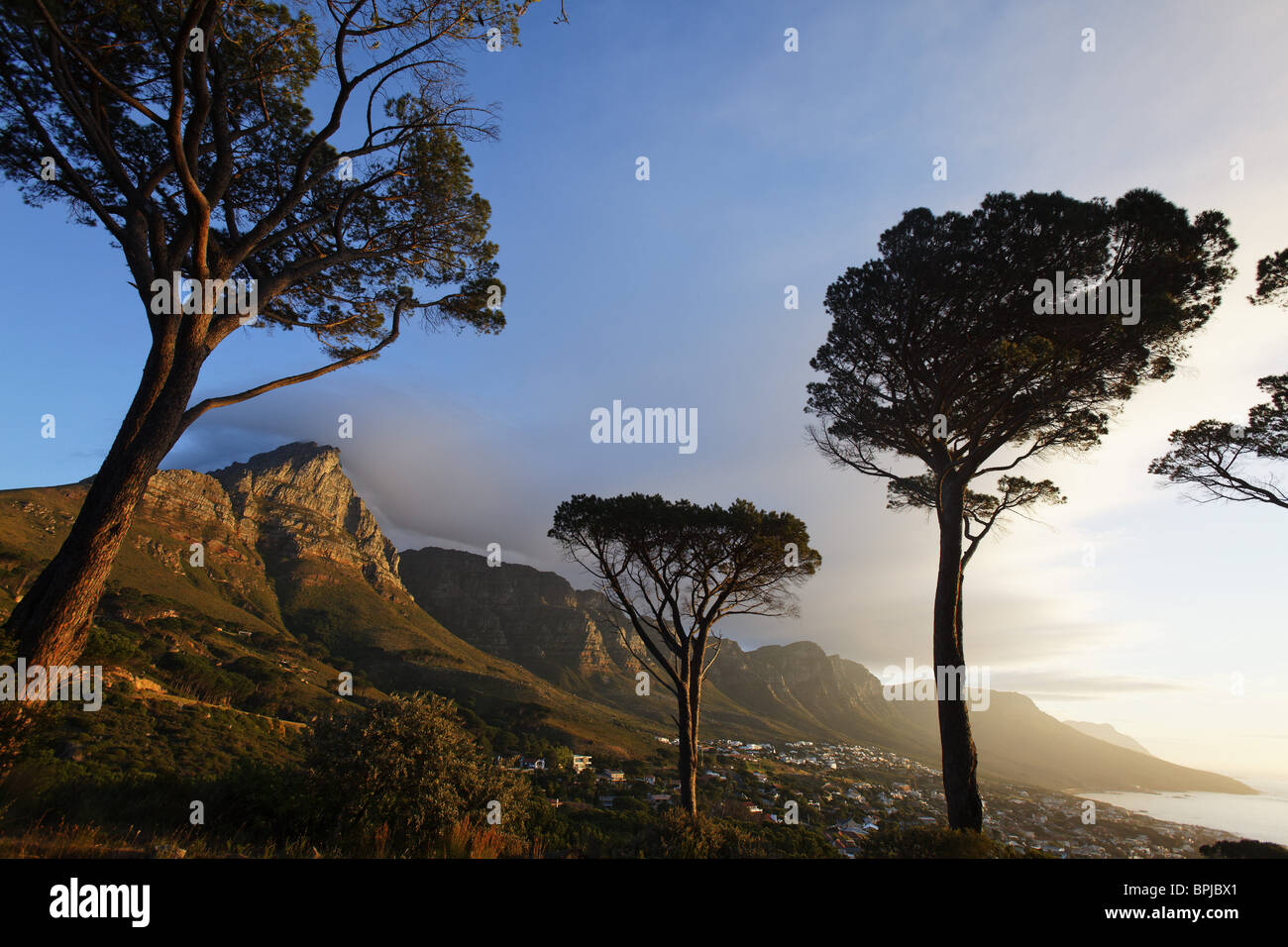 Camps Bay mit den 12 Aposteln im Hintergrund, RSA, Kapstadt, Südafrika, Afrika Stockfoto