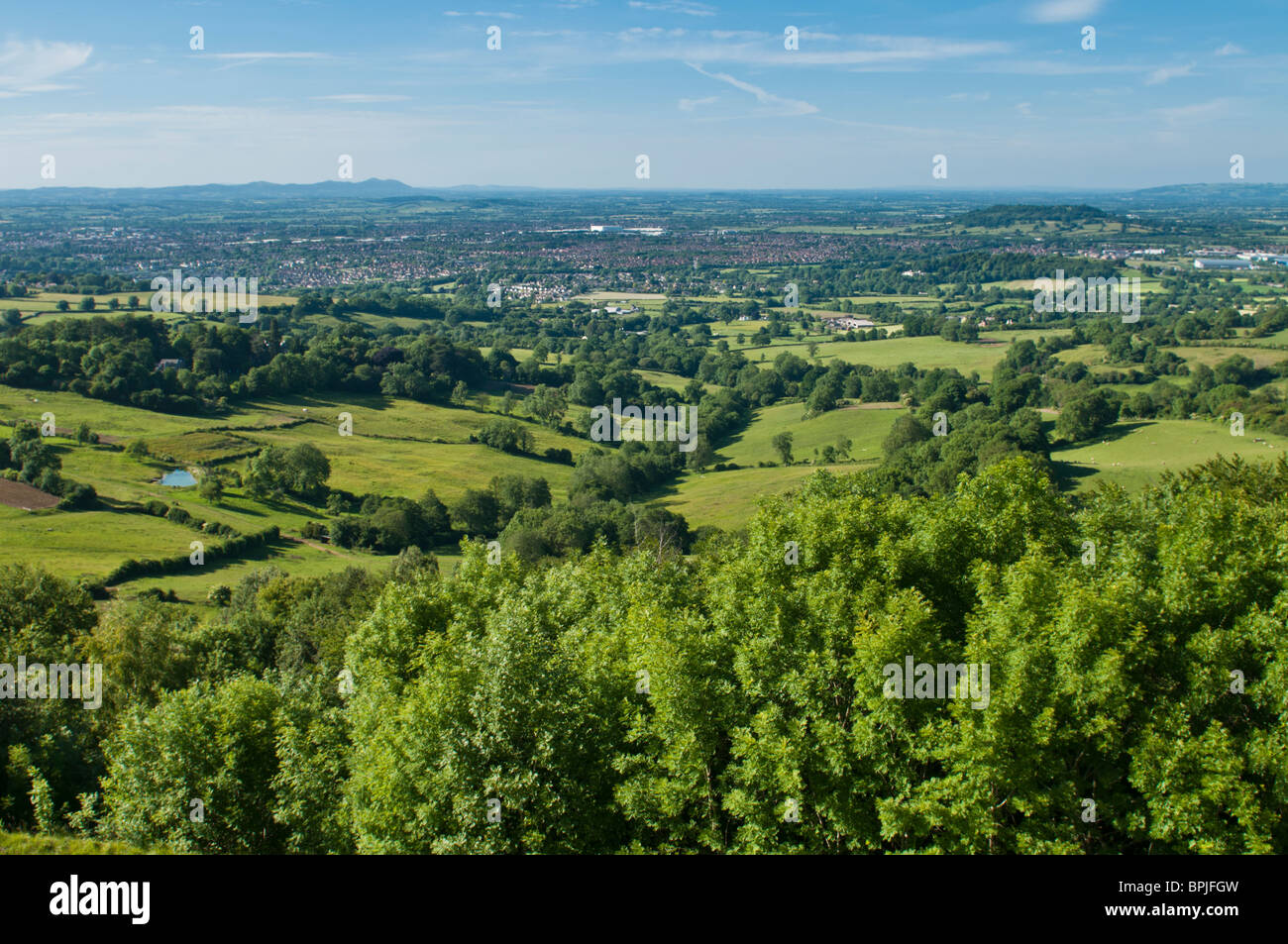 Blick von Painswick Beacon, Gloucestershire, Cotswolds, UK Stockfoto