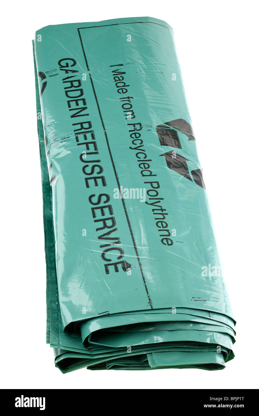 Haufen von grünen Garten Service Müllsäcke Stockfoto