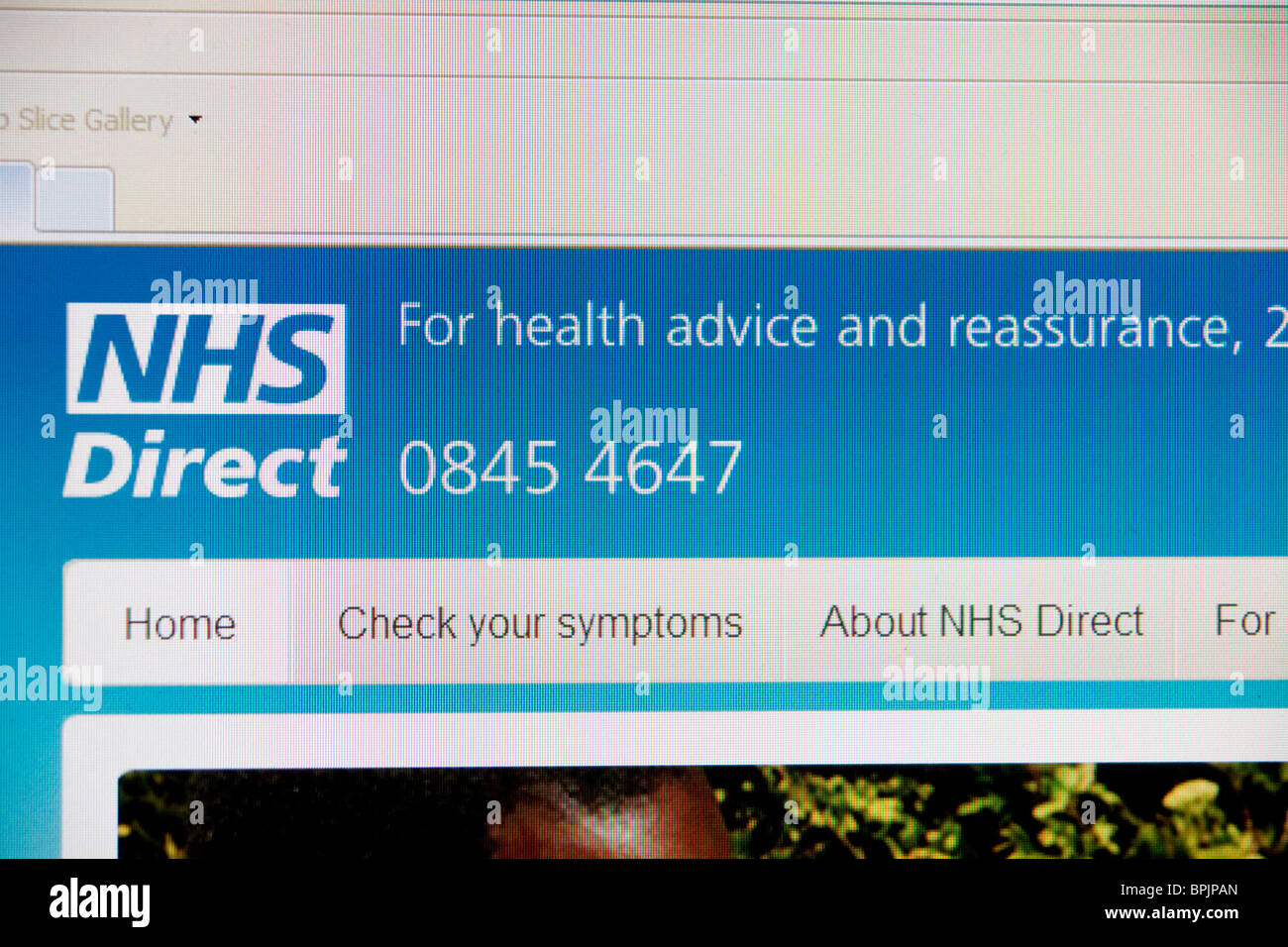 NHS Direct Website Stockfoto
