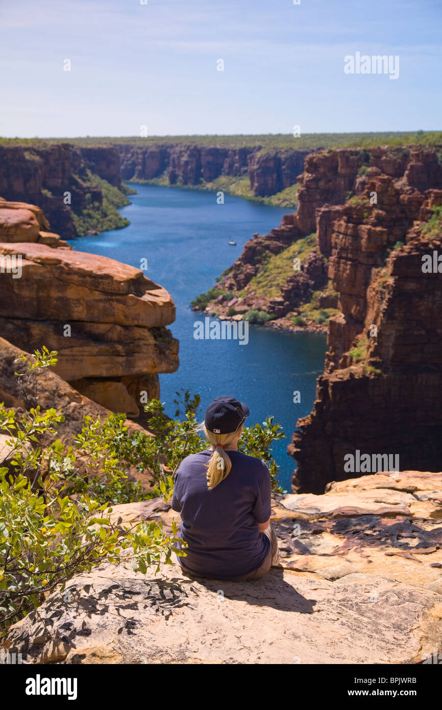 Die Ansicht des King George River von oben King George fällt Western Australia Stockfoto