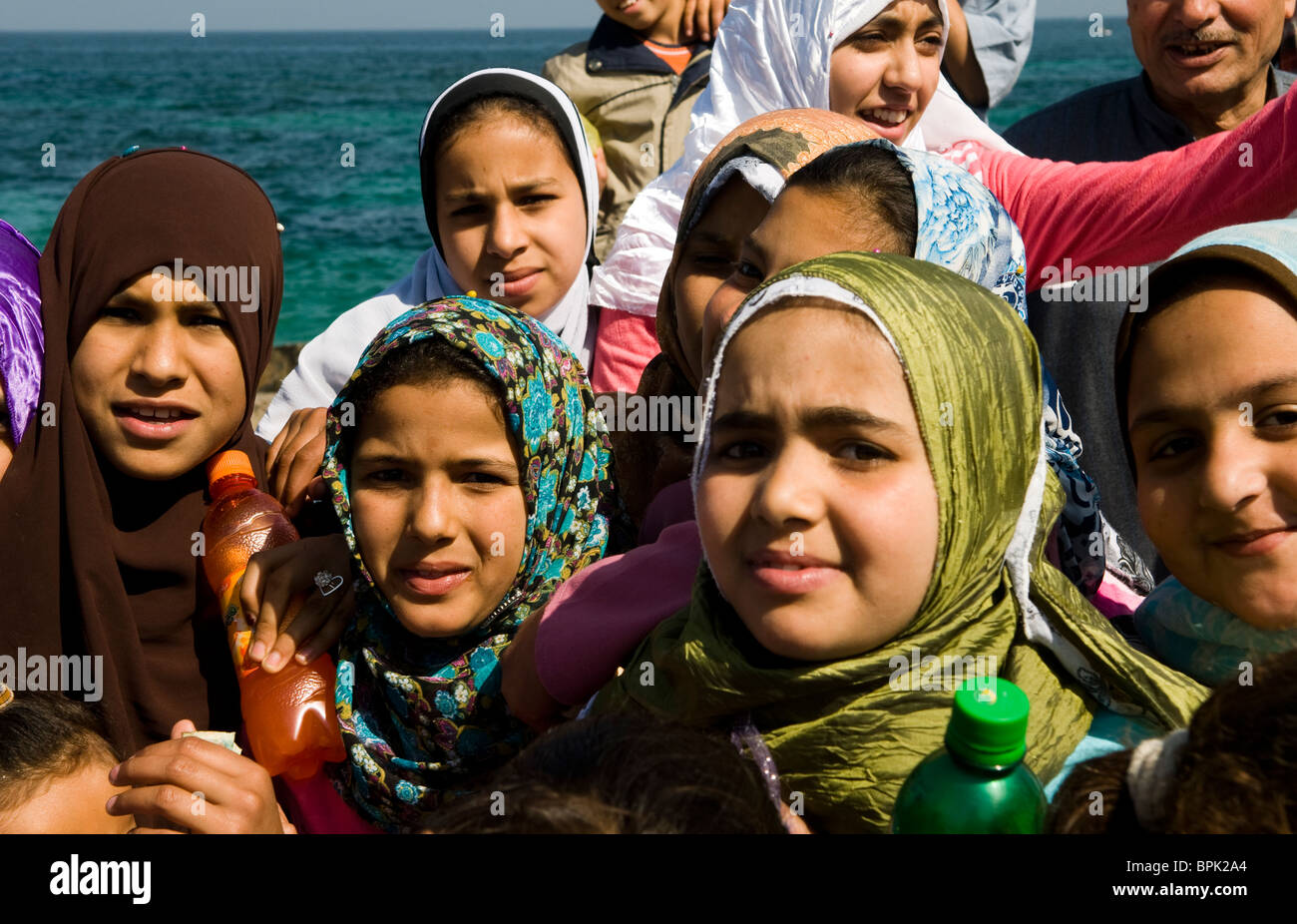 Ägyptische Schulmädchen in Alexandria, Ägypten. Stockfoto