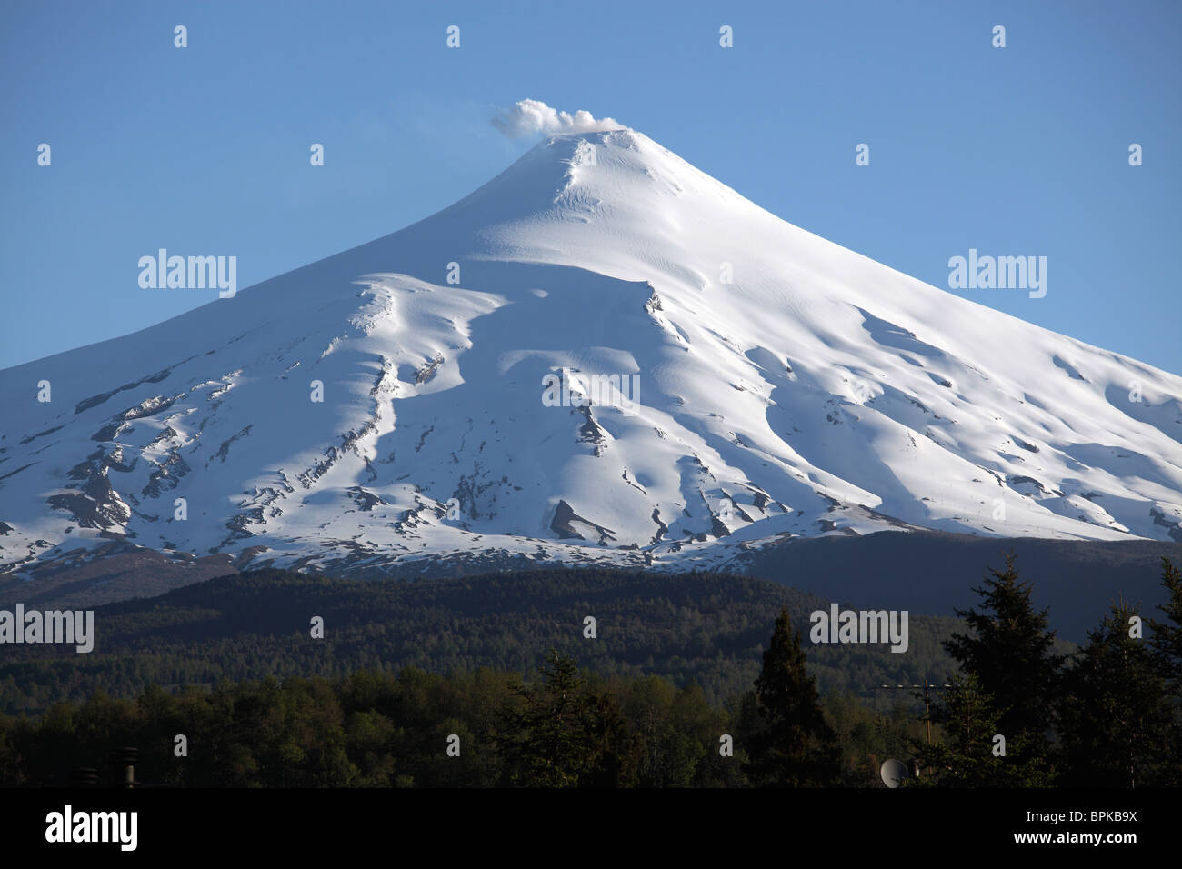 2. Dezember 2009 - Villarrica, dampfenden Krater, Araucania Region, Chile. Stockfoto