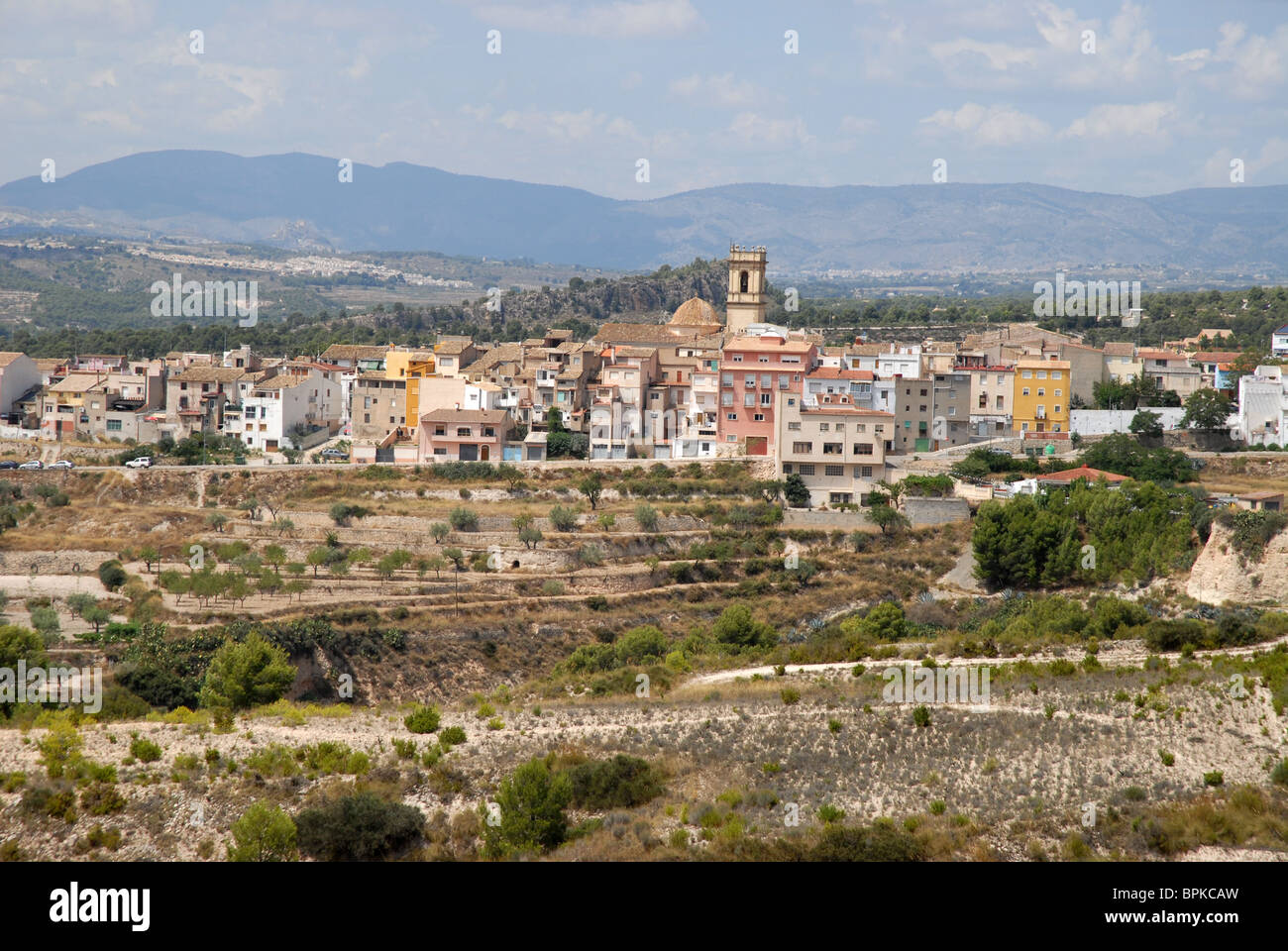 Ansicht von Tibi, Comunidad Valencia, Provinz Alicante, Spanien Stockfoto