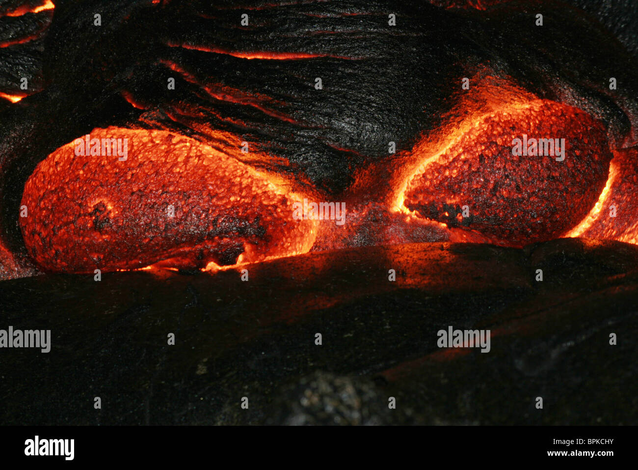 25. Oktober 2004 - Kilauea Pahoehoe-Lava Flow, Big Island, Hawaii. Stockfoto