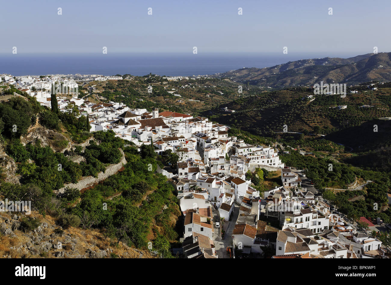 Blick über Frigiliana, Andalusien, Spanien Stockfoto
