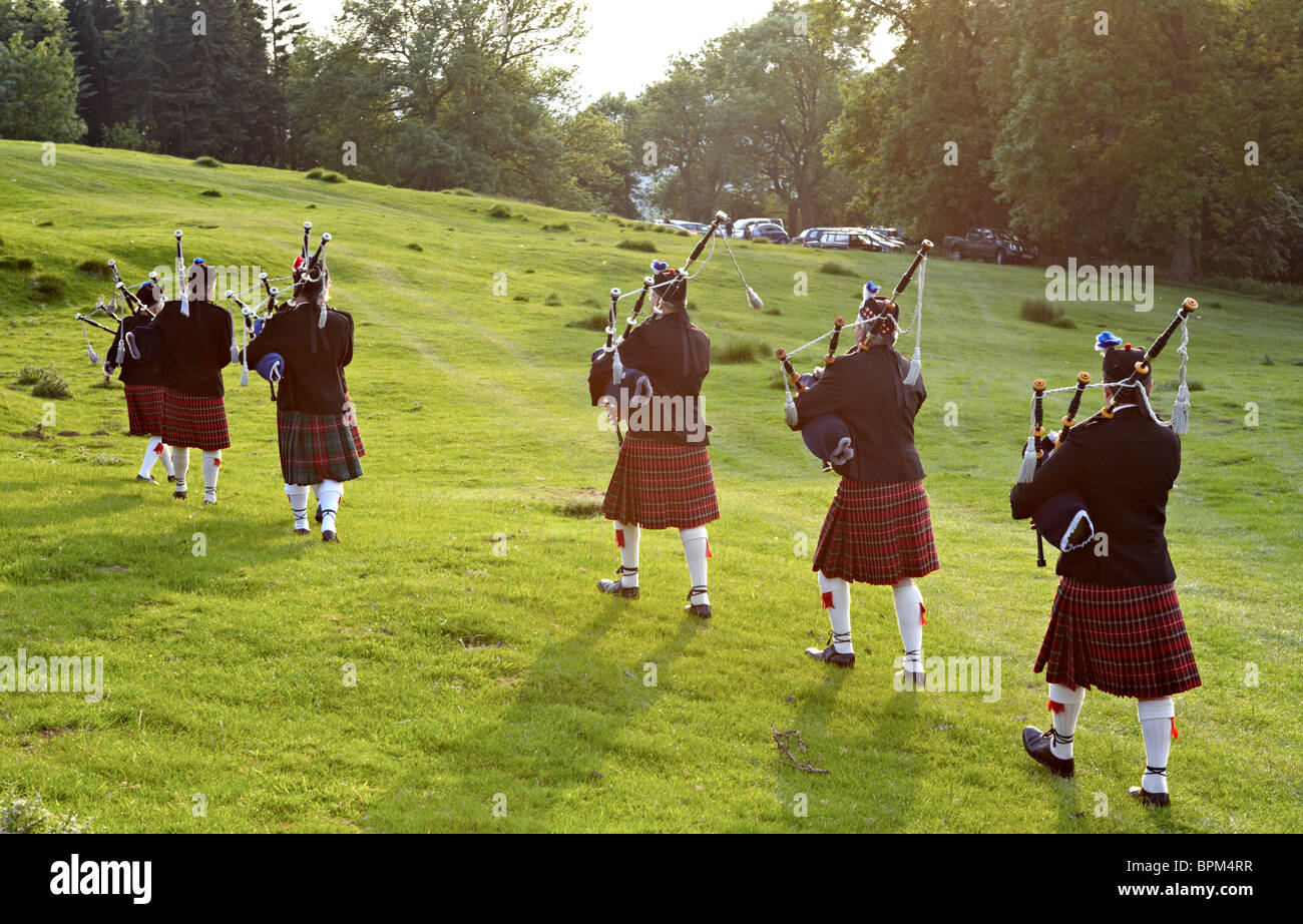 Pipe Band bei den Cotswold Olympicks Chipping Campden Cotswolds UK Europe Stockfoto