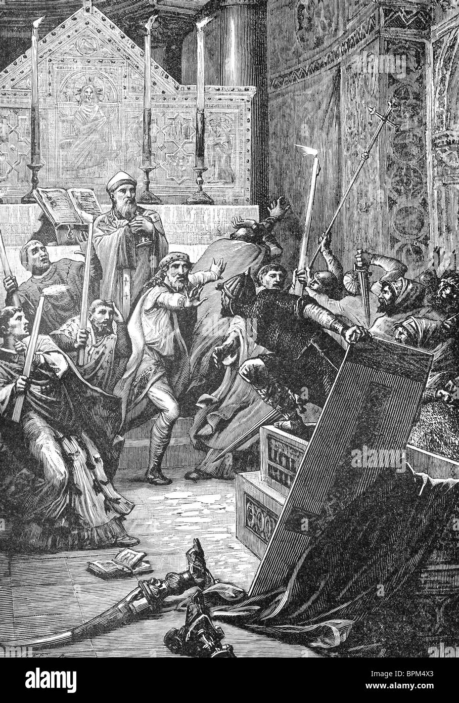 Vor seinem Tod, Viking Chef Hastings sprang aus seinem Sarg und mit seinen Anhängern, die Teilnahme an "Beerdigung" und eroberte Stadt. Stockfoto