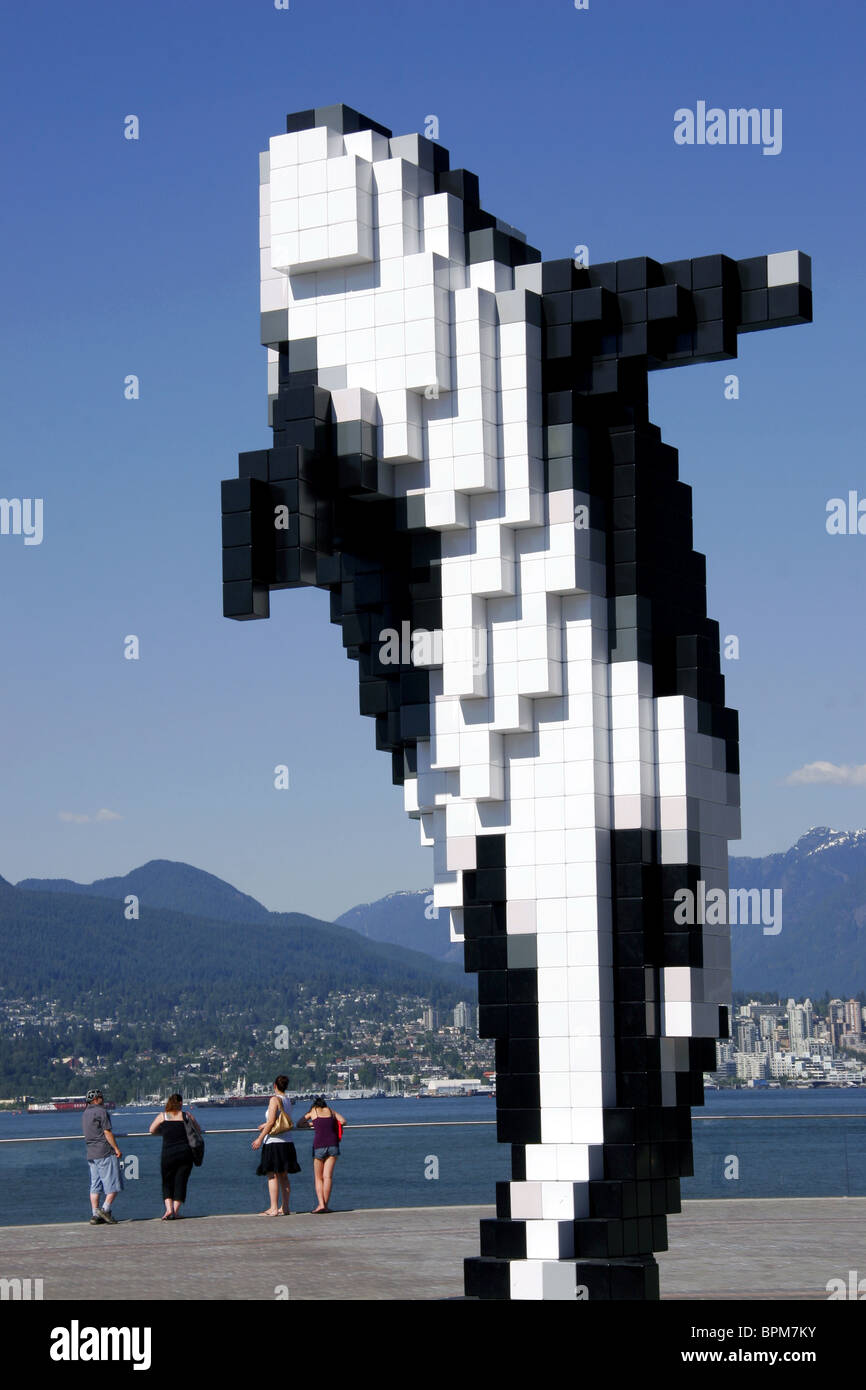 Digital Orca-Artwork von Douglas Coupland im Convention Centre in Vancouver, British Columbia, Kanada Stockfoto