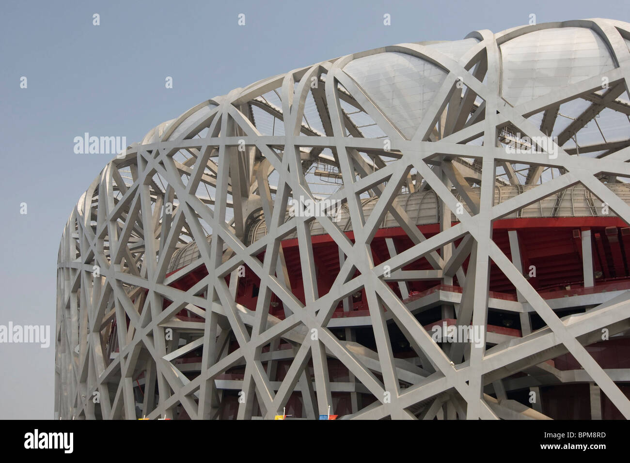 Detail der Stahltragwerk des Beijing National Stadium, Website der 2008 Olympischen Spiele und Paralympics-Leichtathletik-Wettbewerbe. Stockfoto