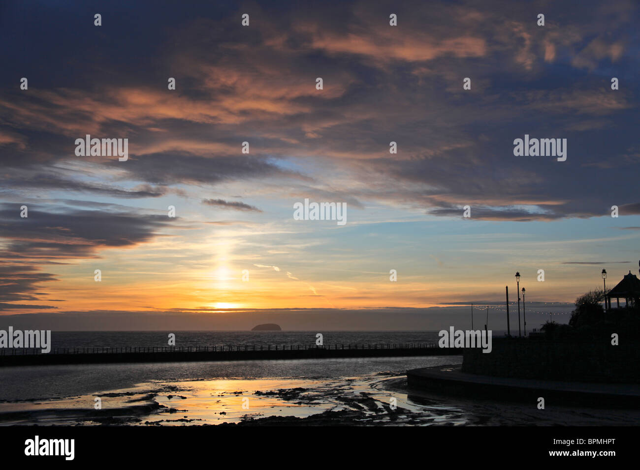 Sonnenuntergang in Weston-Super-Mare, Somerset, England Stockfoto