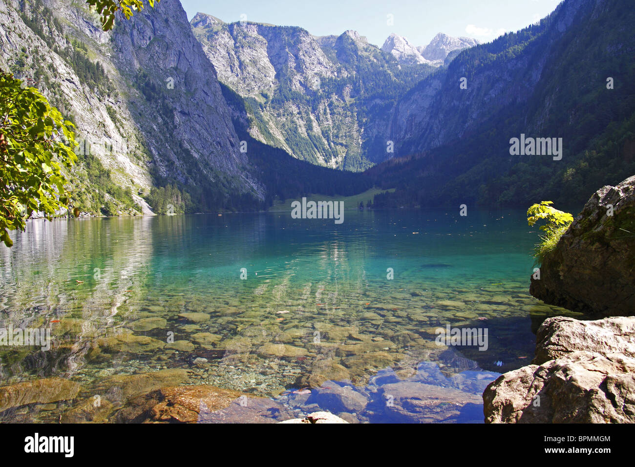 Der Obersee See im Nationalpark Berchtesgaden, Bayern, Deutschland. Stockfoto