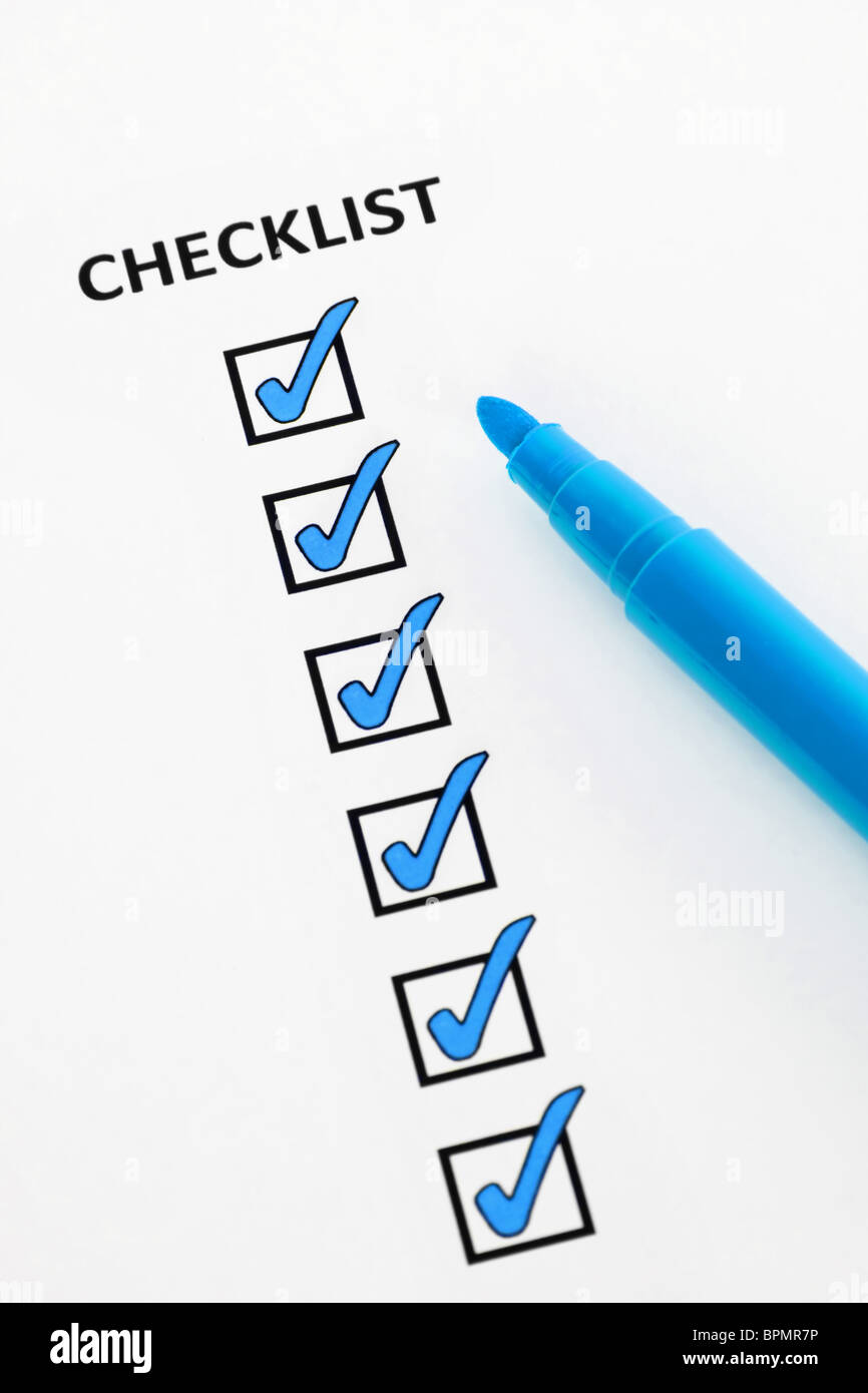 Blau-Checkliste Stockfoto