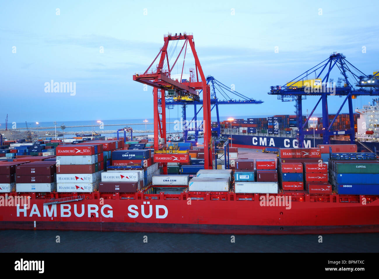 Containerschiff "Hamburg verklagt", Valencia, Spanien, Europa Stockfoto