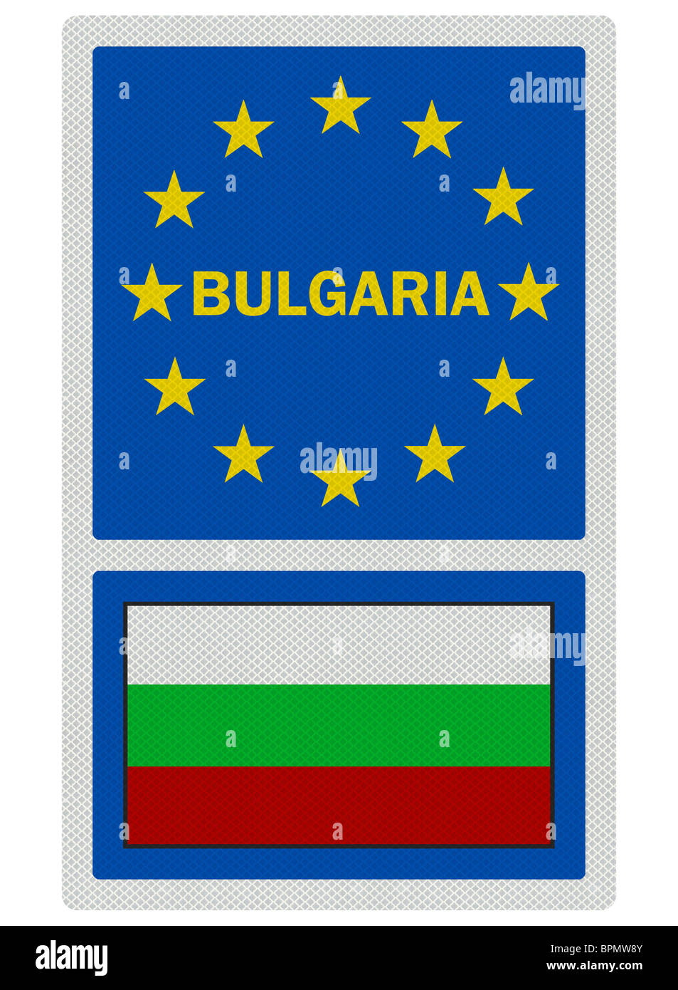 EU unterzeichnet Serie - Bulgarien (in englischer Sprache), fotorealistische, isoliert auf weiss Stockfoto