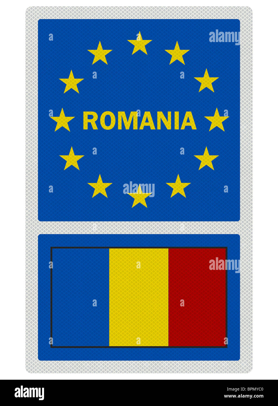 EU unterzeichnet Serie - Rumänien (in englischer Sprache), fotorealistische, isoliert auf weiss Stockfoto