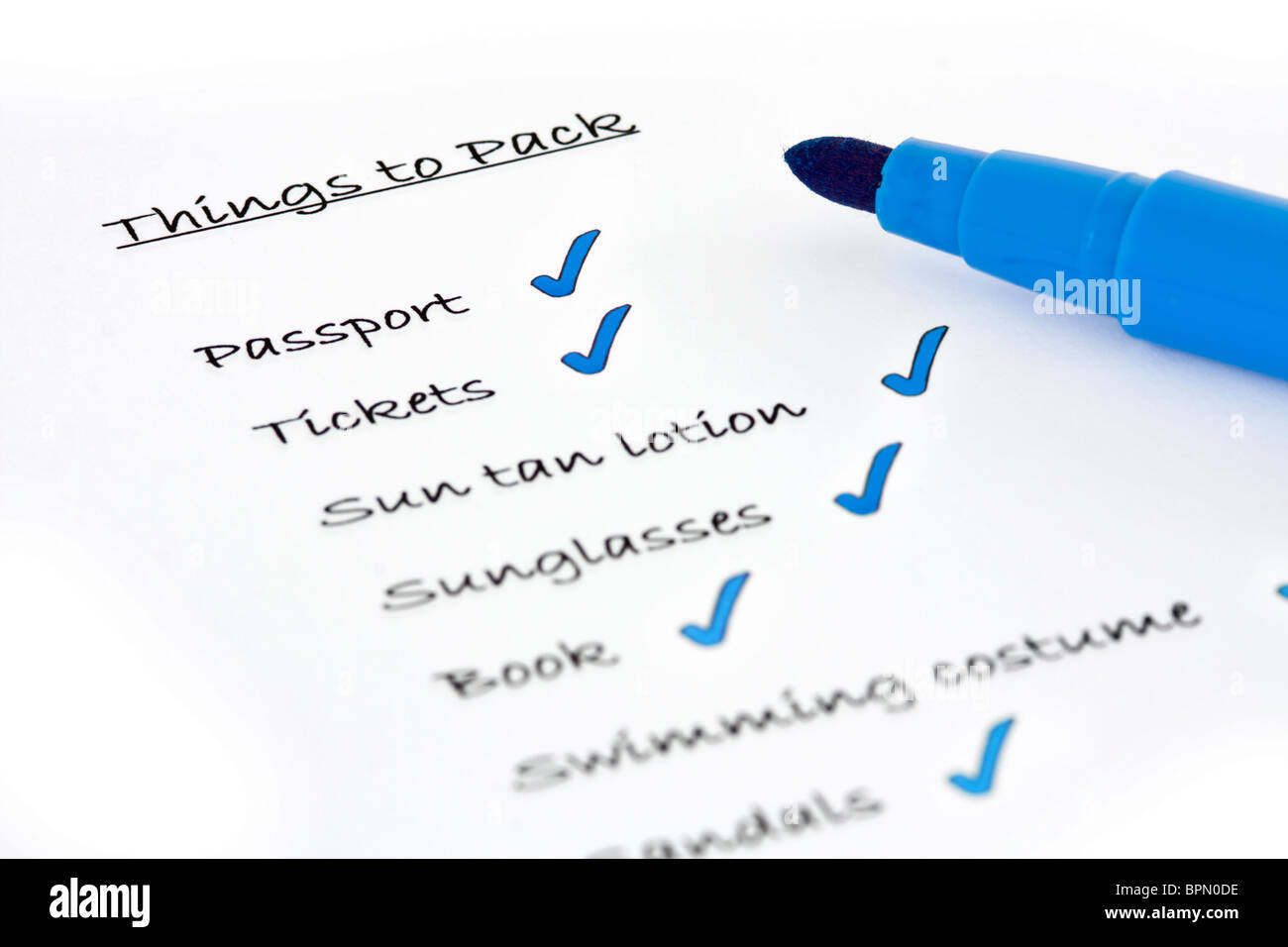 Urlaub-Liste Stockfoto