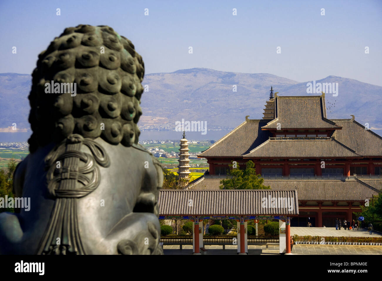 Löwenkopf-Blick vom Chongsheng Tempel Komplex Dali Yunnan China. Stockfoto