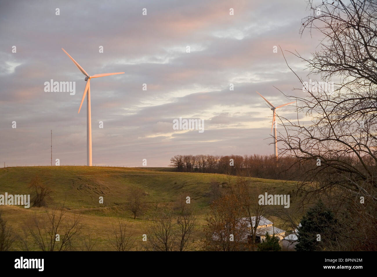 Loess Hügel Windpark in Rock Port, Missouri Stockfoto