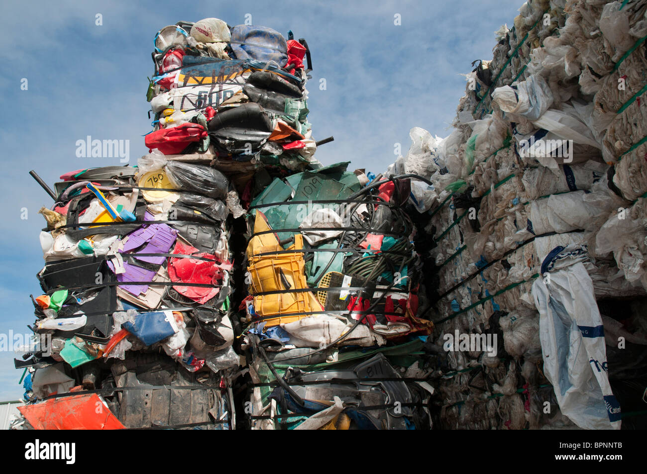 Kunststoffe für das recycling in einer Recyclinganlage Stockfoto