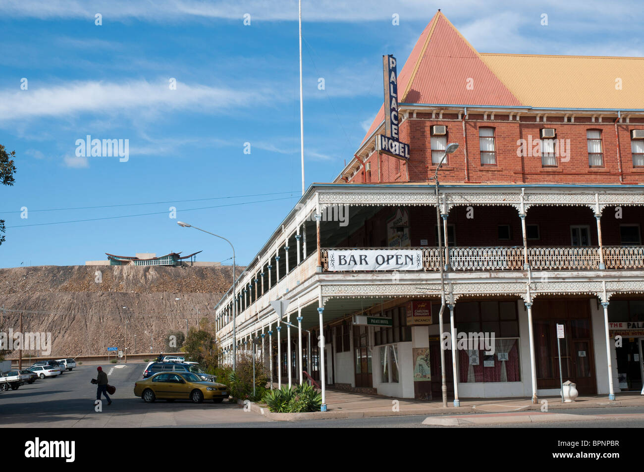 Das reich verzierte Palace Hotel in New South Wales-Bergbau-Stadt Broken Hill in dem Film "Priscilla Queen of the Desert" vorgestellten Stockfoto