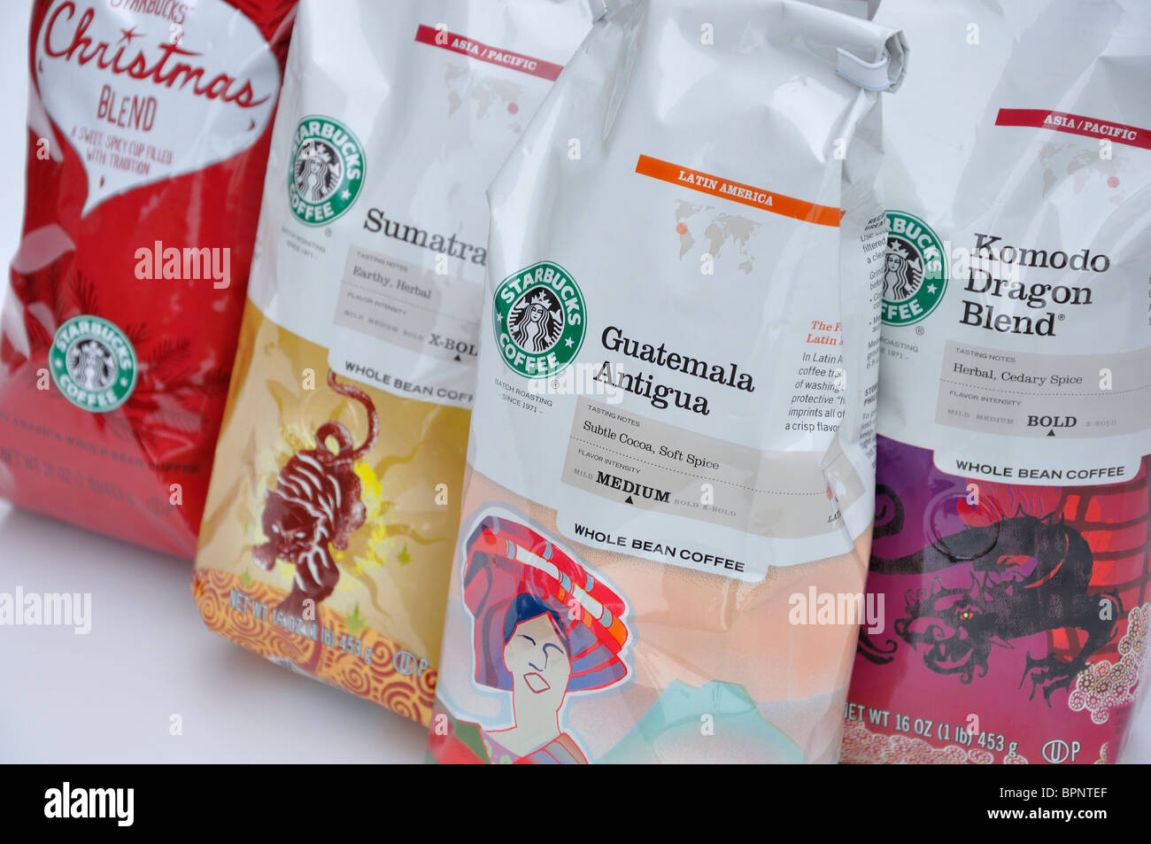 Pakete von Starbucks coffee Stockfoto