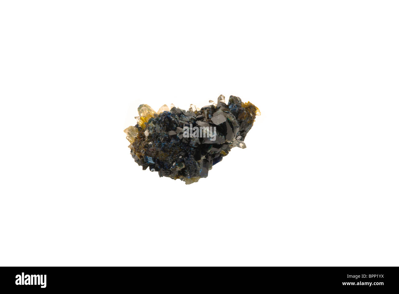 Kristalle schwarz gelb Mineral Stein Rock Stockfoto