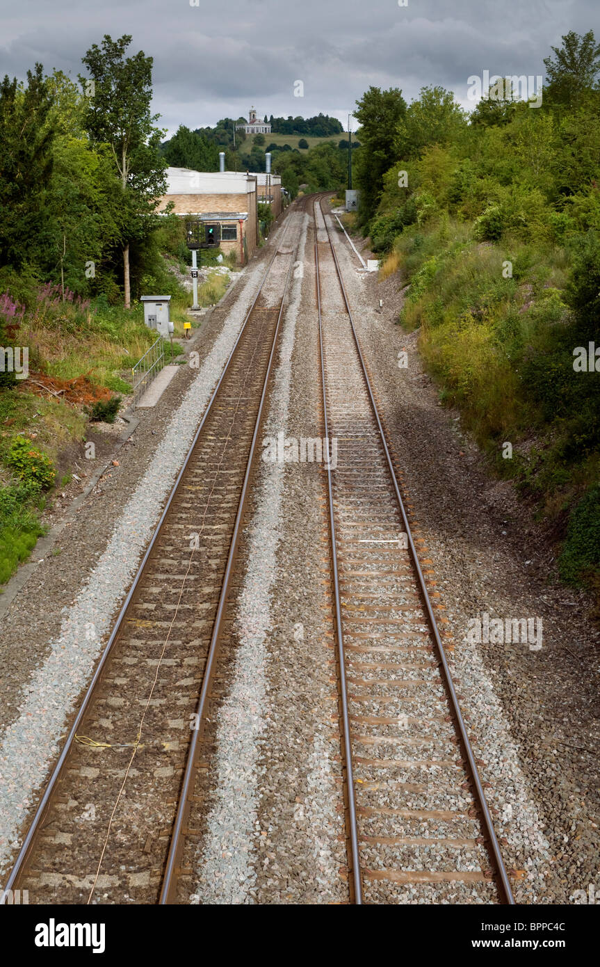 Chiltern Bahnlinie und Spuren, die nach Westen von High Wycombe nach West Wycombe Stockfoto