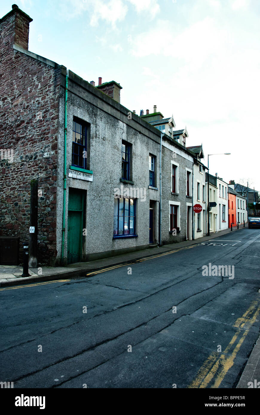 Patrick Street, Peel, Isle Of Man auf Winternachmittag Stockfoto