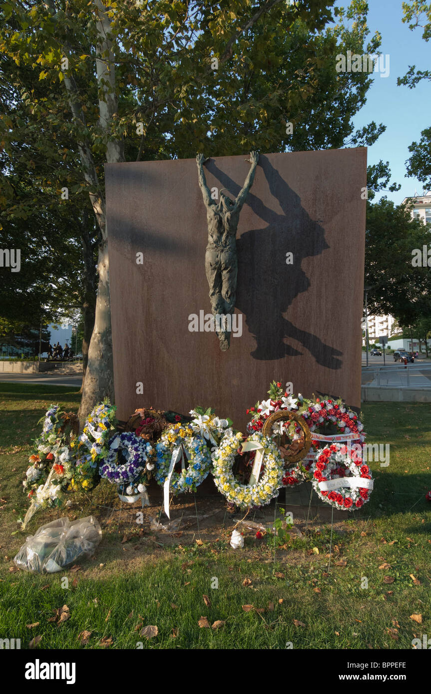 Dies ist ein Denkmal für alle Arbeitnehmer, die auf der Baustelle in Hamilton, Ontario, Kanada Bereich gestorben sind. Stockfoto