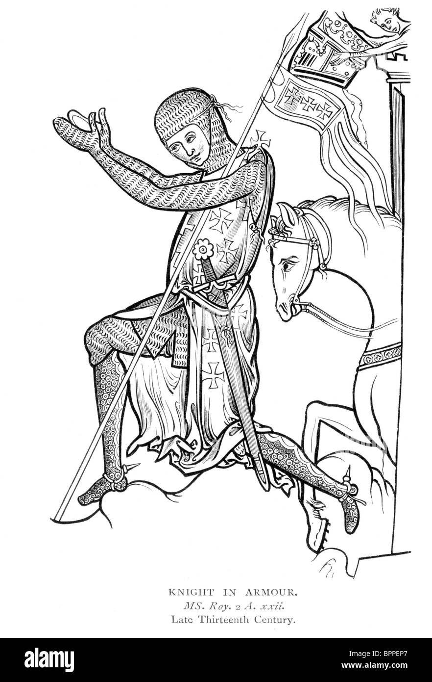Schwarz-weiß Illustration; Ritter Hommage an einen König, vom Westminster Psalter Stockfoto