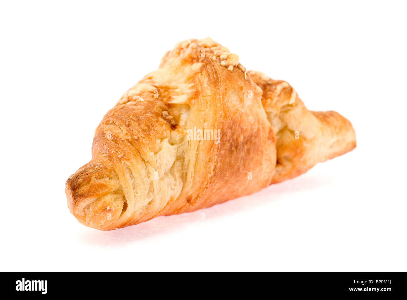Croissant mit Käse isoliert auf weißem Hintergrund. Stockfoto