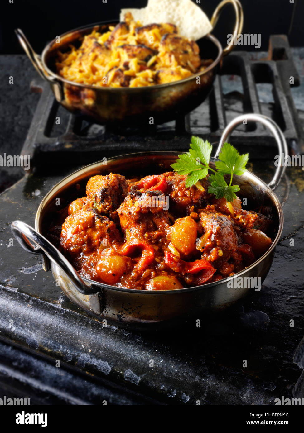 Piri Piri Hähnchen Curry & Reis, indisches Essen Rezept Bilder, Fotos & Bilder Stockfoto