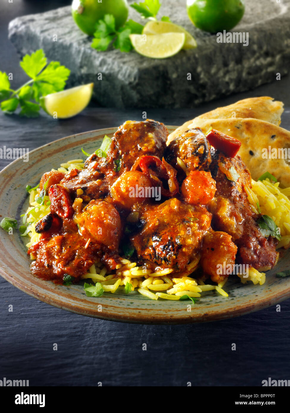 Piri Piri Hähnchen Curry & Reis, indisches Essen Rezept Bilder, Fotos & Bilder Stockfoto