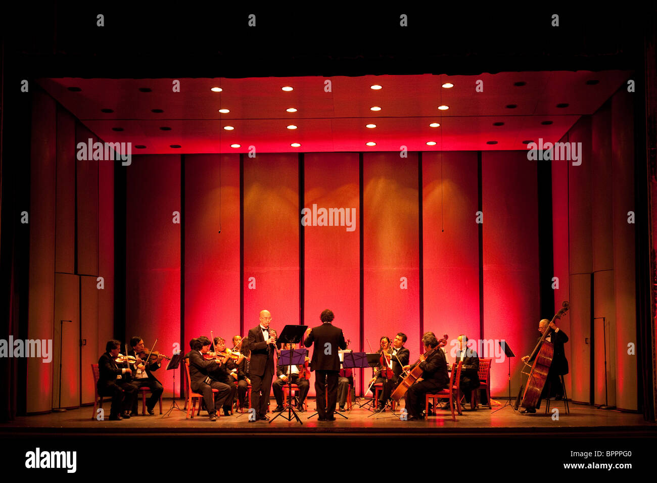 Franzosen errichtet Theater, Teatro Macedonio de Alcala, Interieur, Oaxaca, Mexiko Stockfoto